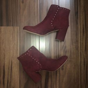 Faux Suede Studded Ankle Boots